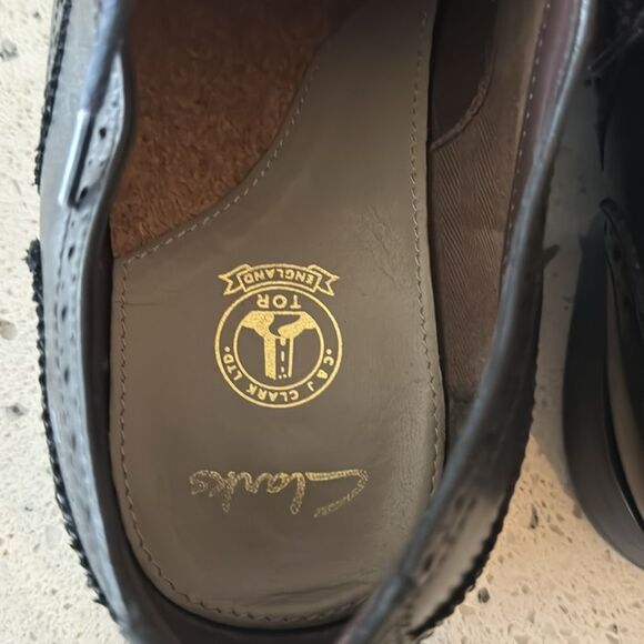 Clarks C & J Clark TOR England Men’s US 10.5 Black Leather Dresss Oxfords Shoes - Picture 12 of 12